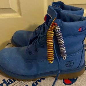 Blue Timberland x Champion Boots